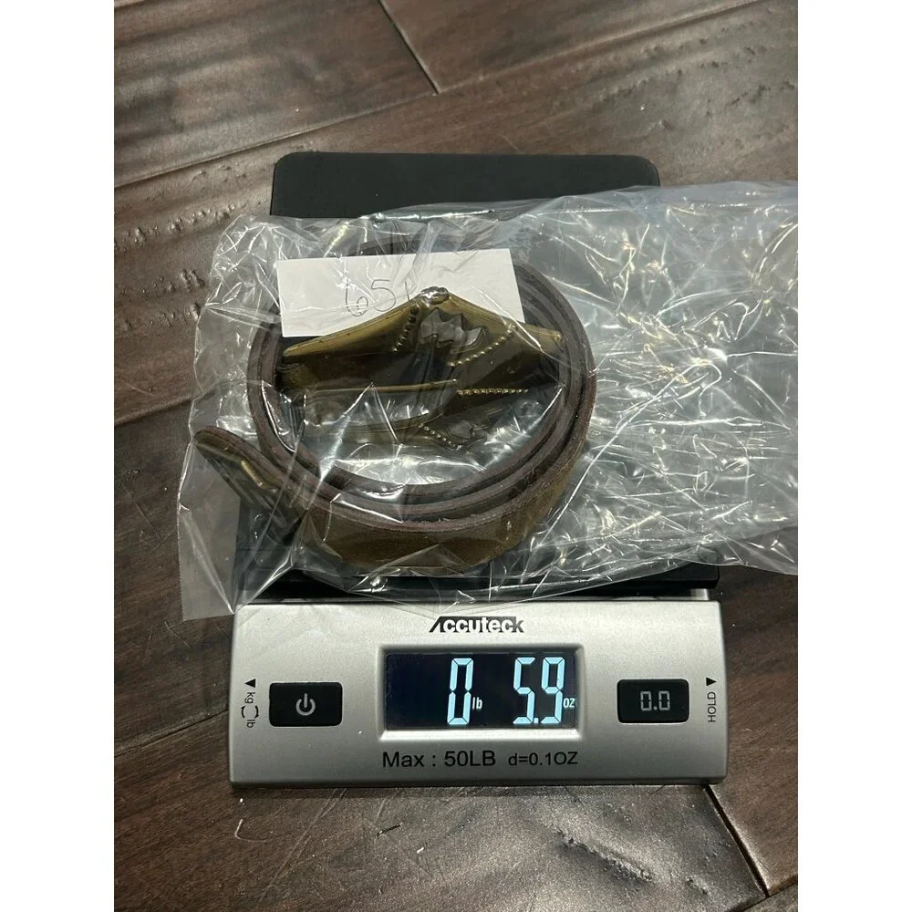 Linea Pelle Genuine Leather Brass Buckle  Mother of Pearl Details Size S Elegant - Picture 10 of 10